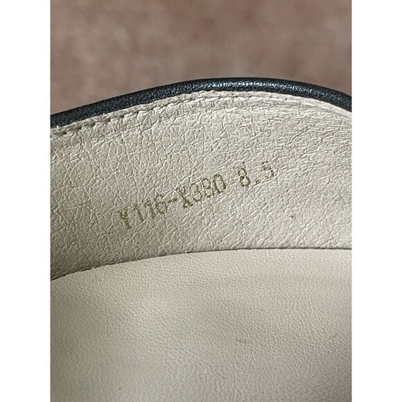 Elegant Black Leather Slingback Block Heel Pumps Square Toe Size 8.5 Classic - Picture 6 of 9